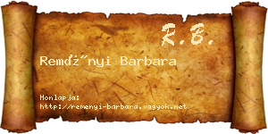 Reményi Barbara névjegykártya
